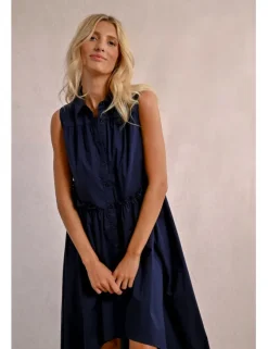 Vestido sin manga asimétrico plisado