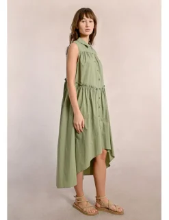 Vestido sin manga asimétrico plisado