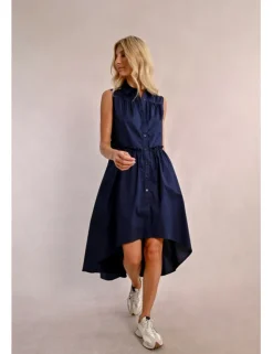 Vestido sin manga asimétrico plisado