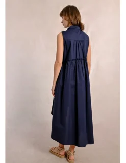 Vestido sin manga asimétrico plisado