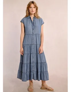 Vestido vaquero, largo con volantes