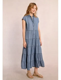 Vestido vaquero, largo con volantes