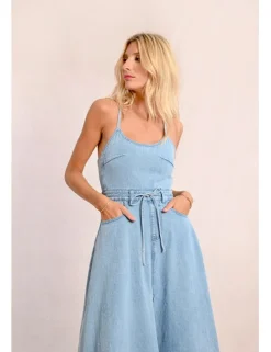 Vestido vaquero midi de tirantes